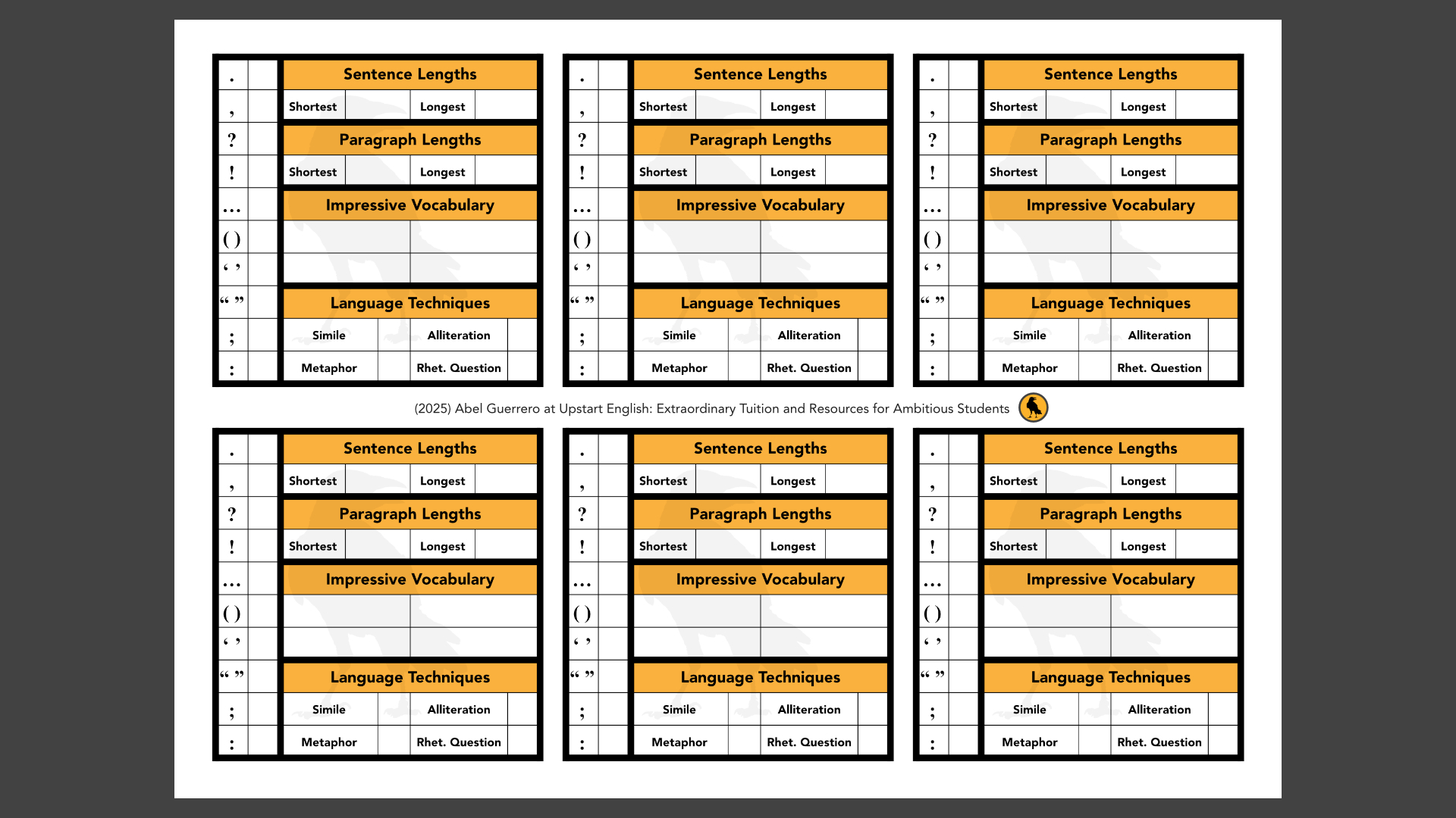GCSE Language: Self-Assessment Square thumbnail